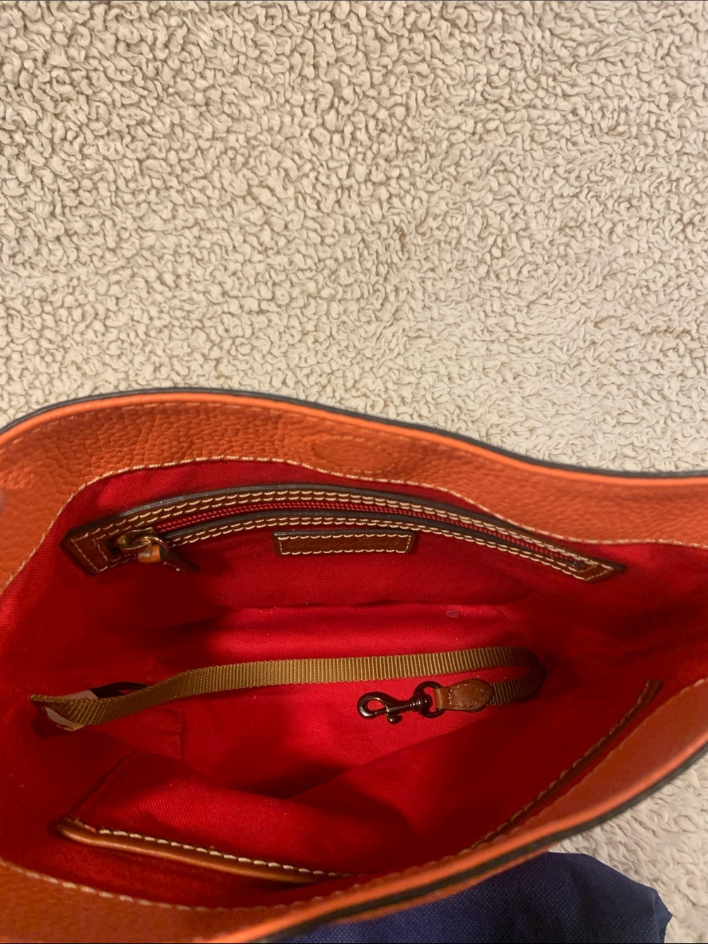 Dooney & Bourke Bright Coral Pebbled Leather Bucket Shoulder Bag - Picture 6 of 10